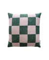 Maison Deux Checkerboard Cushion Cover, 19.6 L X 19.6 W In Dark Green