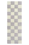 Maison Deux Checkerboard Wool Rug In Lilac/white