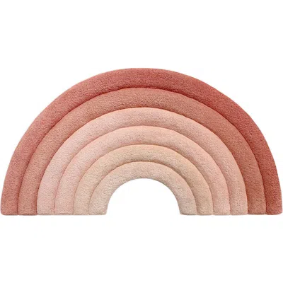 Maison Deux Kids' Rainbow Wool Rug In Rusty Pink