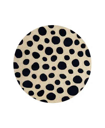Maison Deux Rug Cheetah Print Round Diam. 3.9 Ft In Multi