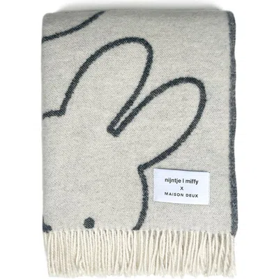 Maison Deux X Miffy Kids' Wool Blanket In Gray