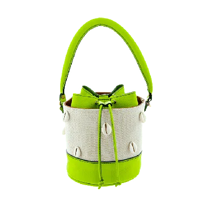 Maison Eli Women's African Cowrie Shell Bag Line Green