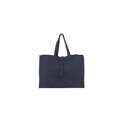Maison Eli Women's Blue Carry All Leather Tote - Navy