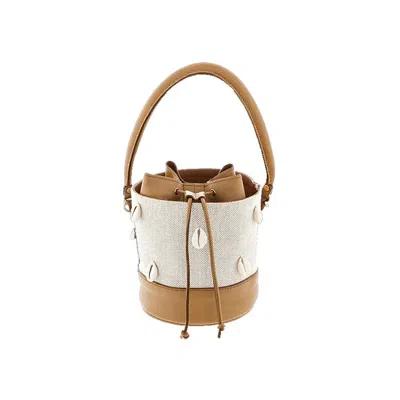 Maison Eli Women's Brown African Cowrie Shell Bag Tan