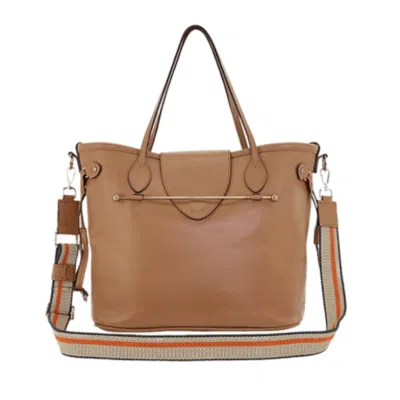 Maison Eli Women's Brown Cello Leather Tote Tan