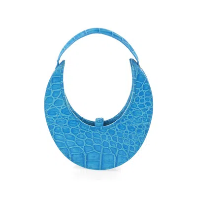 Maison Eli Women's Luna Midi Bag Navy Blue Snake Print