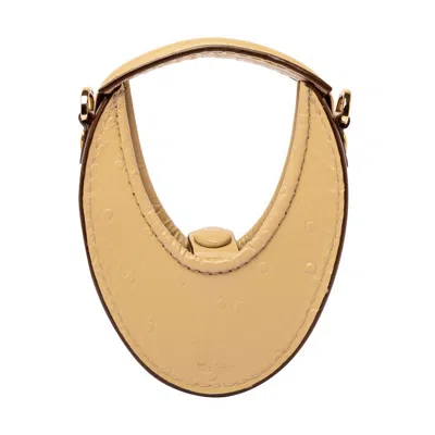 Maison Eli Women's Neutrals Crossbody Mini Luna Beige Ostrich Print