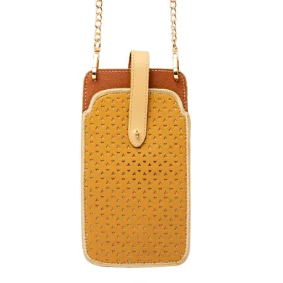 Maison Eli Women's Neutrals Hands-free Phone & Cards Holder Black Beige & Tan In Beige/black/brown