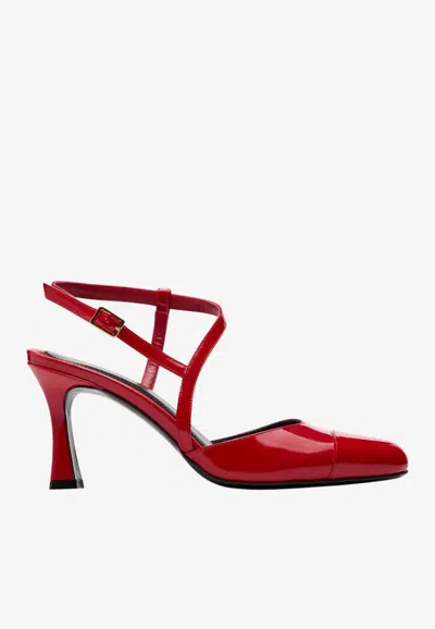 Maison Ernest Ariane 75 Patent Leather Pumps In Red