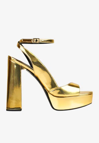 Maison Ernest Flavien 100 Mirror Leather Platform Pumps In Gold
