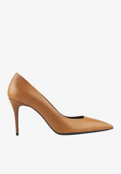 Maison Ernest Voltige 85 Matte Leather Pumps In Brown