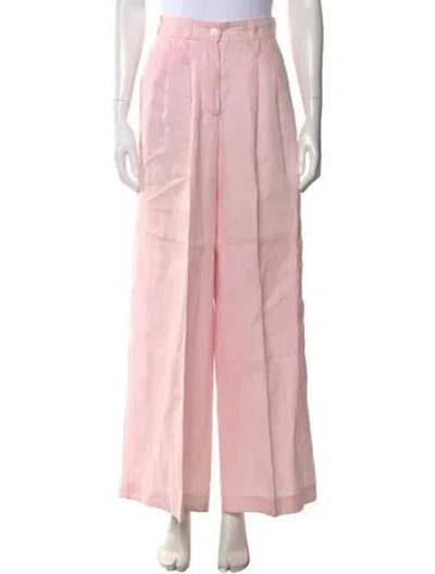 Pre-owned Maison Essentiele Linen Wide Leg Pants In Pink