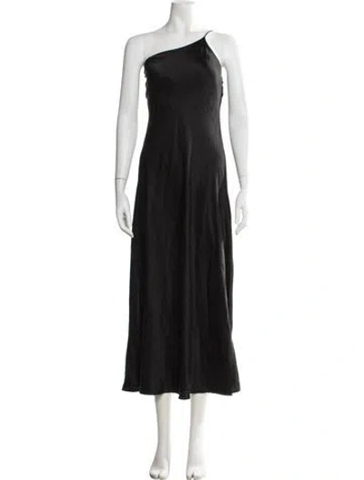 Pre-owned Maison Essentiele Silk Midi Length Dress In Black