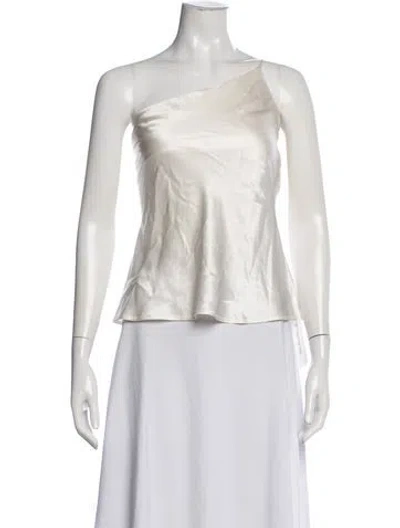 Pre-owned Maison Essentiele Silk One-shoulder Top In Neutral