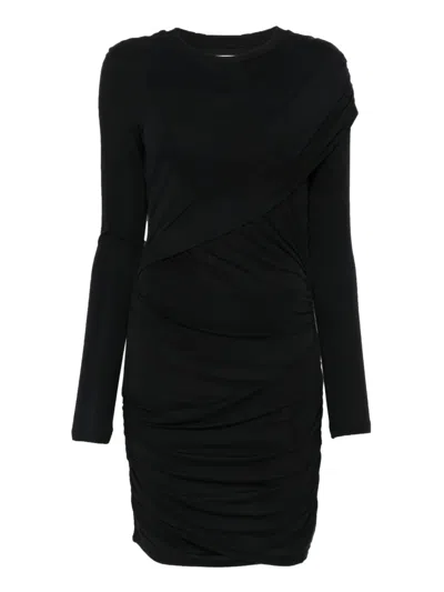 Maison Etoile Denise Draped Mini Dress In Black