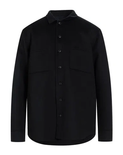 Maison Flaneur Maison Flâneur Man Shirt Black Size 40 Virgin Wool, Cashmere