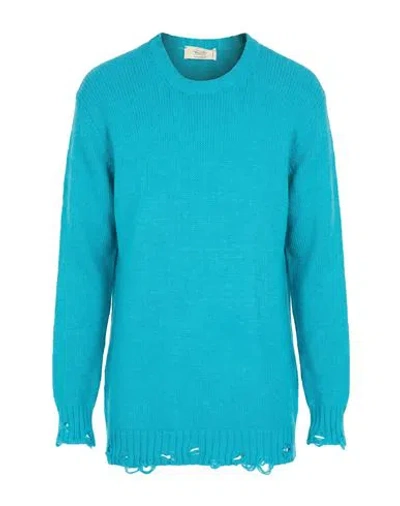 Maison Flaneur Maison Flâneur Man Sweater Turquoise Size 44 Alpaca Wool, Polyamide, Wool In Blue
