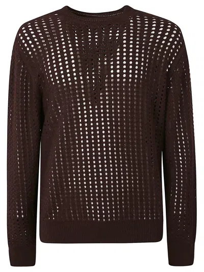 Maison Flaneur Mesh Cashmere Sweater In Coffee