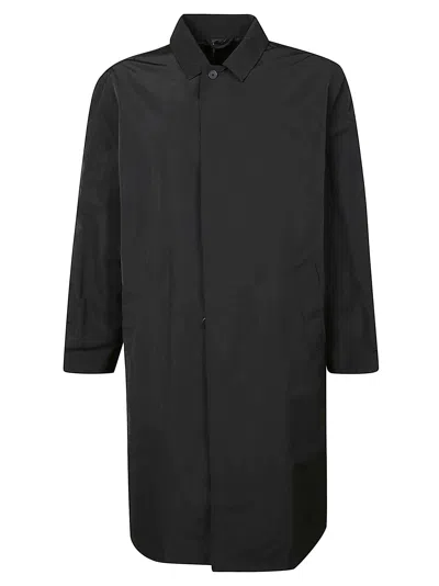 Maison Flaneur Single-buttoned Plain Long Coat In Black