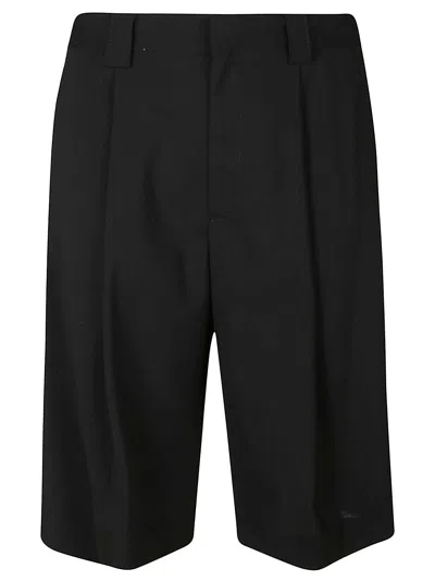 Maison Flaneur Straight Leg Plain Trouser Shorts In Black