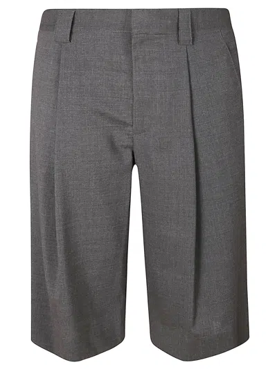 Maison Flaneur Straight Leg Plain Trouser Shorts In Gray