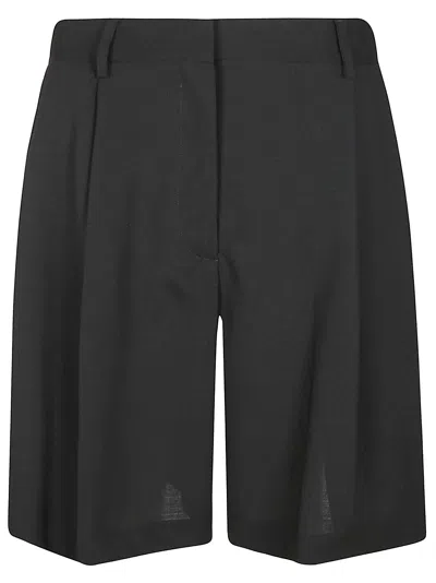 Maison Flaneur Wide Leg Plain Trouser Shorts In Black