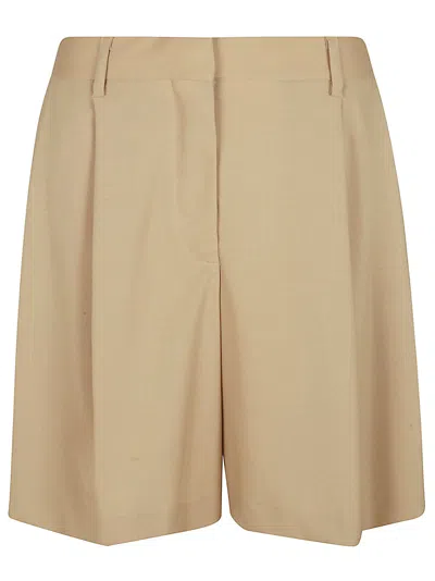 Maison Flaneur Wide Leg Plain Trouser Shorts In Camel