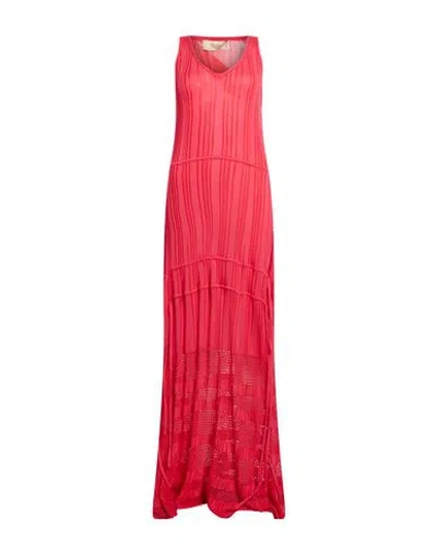 Maison Flaneur Maison Flâneur Woman Maxi Dress Coral Size 6 Cotton, Viscose In Red