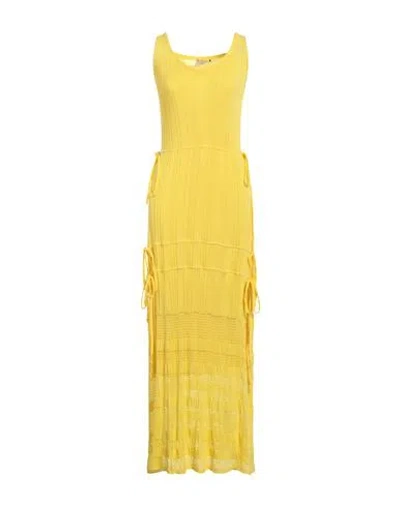 Maison Flaneur Maison Flâneur Woman Maxi Dress Yellow Size 4 Cotton, Viscose