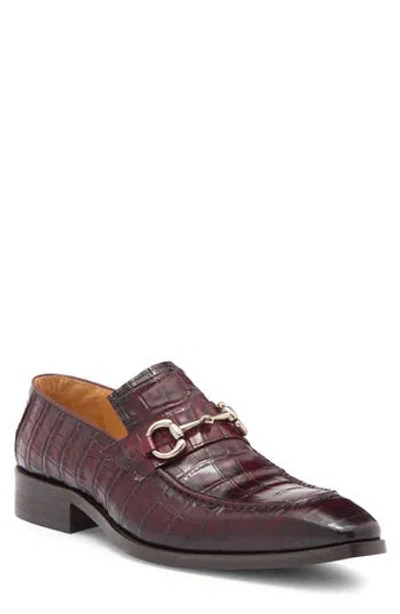 Maison Forte Vesper Croc Embossed Penny Loafer In Burgundy
