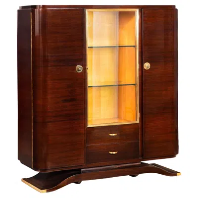 Pre-owned Maison Gouffé Fine Art Deco Macassar Ebony Vitrine Display Cabinet By Gouffé Ca. 1930 In Black