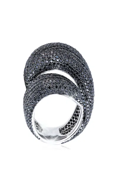 Maison H Jewels 18k White Gold Skin Ring With Black Diamond
