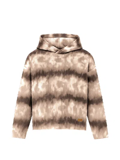 Maison Hideout Cloud Pattern Cropped Hoodie In Neutral