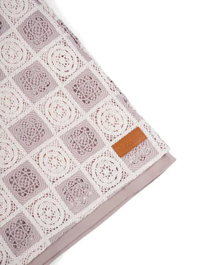 Maison Hideout Flower Pattern Crochet Shorts In Neutral