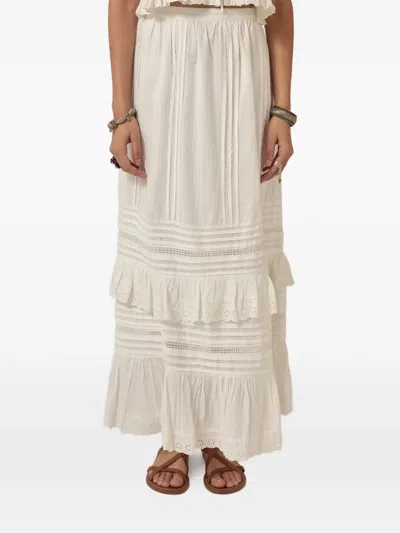 Maison Hotel Allegra Ruffled Plumeti Maxi Skirt In White