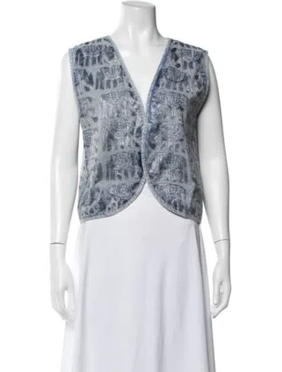 Pre-owned Maison Hotel Animal Print Vest W/ Tags In Blue