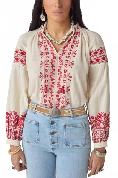 Maison Hotel Antonella Blouse In Cranberry In Multi