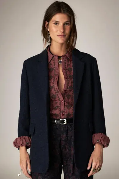 Maison Hotel Aspiga, Ethical Ladies Double Breasted Corduroy Blazer, Deep Navy, Formal Event