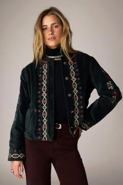 Maison Hotel Aspiga, Sustainable Womens Corduroy Collared Jacket, Deep Navy, Everyday Outerwear