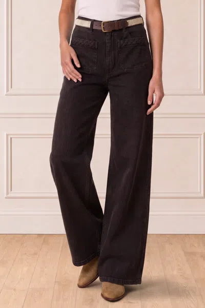 Maison Hotel Aspiga Womens Sustainable  Giulietta Denim Jean Chocolate Wide Leg High Waisted