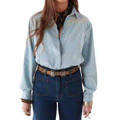 Maison Hotel Austin Blouse In Mustang Blue In Multi