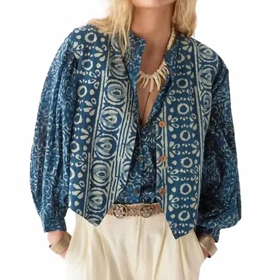 Maison Hotel Baricco Patterned Vest In Indigo Soul In Blue