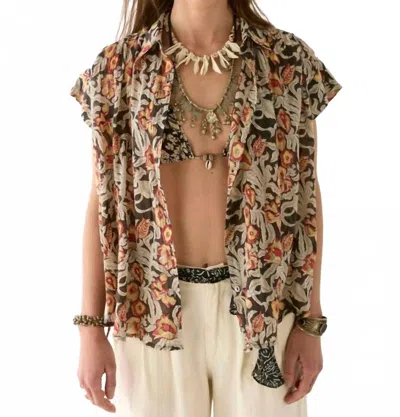 Maison Hotel Bobby Cap Sleeve Blouse In Piña Colada In Multi