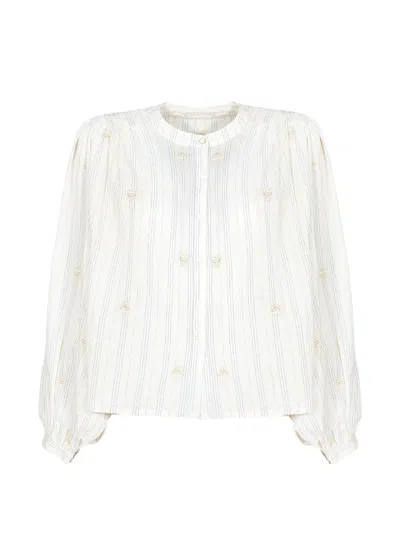 Maison Hotel Caroline Starry Night Embroidered Striped Blouse In Animal Print