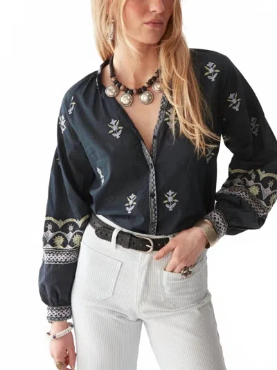 Maison Hotel Chandra Billowy Sleeves Blouse In Midnight Wish In Black