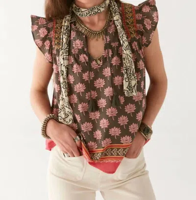 Maison Hotel Charlize Flutter Sleeve Blouse In Mondrian In Multi
