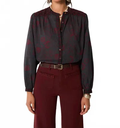 Maison Hotel Charlotte Blouse In Medusa Deep Blue In Gray