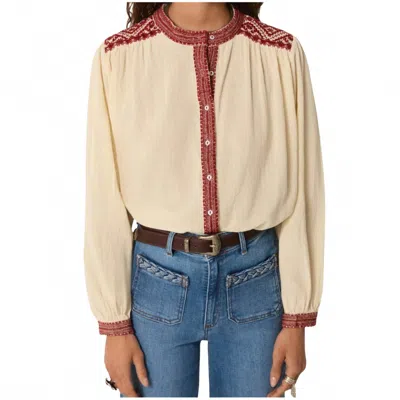 Maison Hotel Charlotte Long Sleeve Blouse In Ivory In Neutral