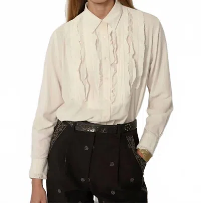 Maison Hotel Clara Tuxedo Ruffle Blouse In Off White
