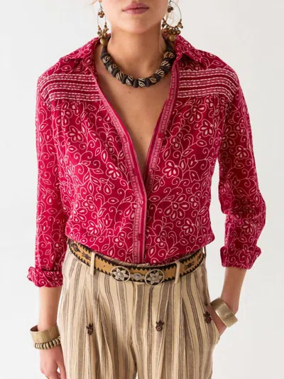 Maison Hotel Cohen Long Sleeve Shirt In Chilli In Red